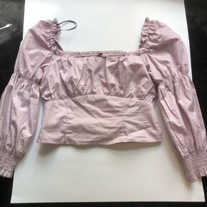 lavender puff sleeve crop top